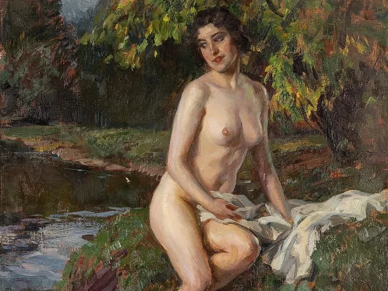 1869-Riccardo Galli (1869-1944) - Nudo alla sorgente